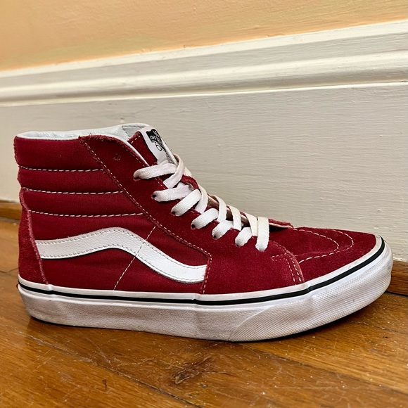 Vans Women’s SK8-HI Towny Port Red Suede Skater Sneakers - Picture 7 of 12